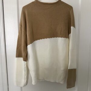 Cupshe Tan and White Women's Sweater